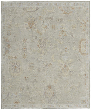HomeRoots 4' Elegant Gray and Brown Wool Floral Hand-Knotted Area Rug – Durable, Stain-Resistant Charm for Home 8' X 12' 567204