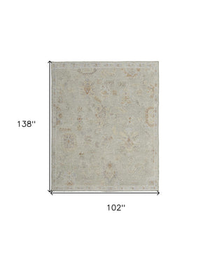 HomeRoots 4' Elegant Gray and Brown Wool Floral Hand-Knotted Area Rug – Durable, Stain-Resistant Charm for Home 8' X 12' 567204