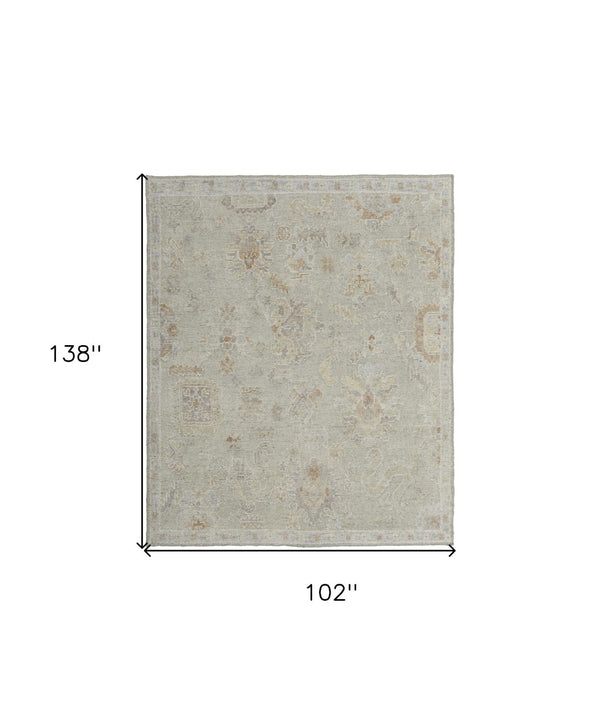 HomeRoots 4' Elegant Gray and Brown Wool Floral Hand-Knotted Area Rug – Durable, Stain-Resistant Charm for Home 8' X 12' 567204