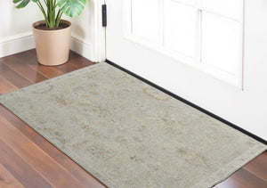 HomeRoots 4' Elegant Gray and Brown Wool Floral Hand-Knotted Area Rug – Durable, Stain-Resistant Charm for Home 2' X 3' 567207