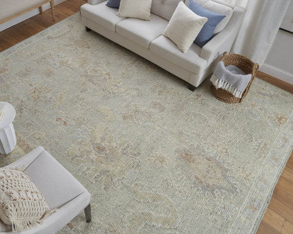 HomeRoots 4' Elegant Gray and Brown Wool Floral Hand-Knotted Area Rug – Durable, Stain-Resistant Charm for Home 2' X 3' 567207