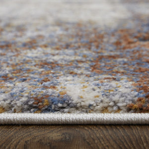 HomeRoots 5' Elegant Gray-Blue and Ivory Checkered Power Loom Area Rug for Stylish, Stain-Resistant Comfort 5' X 8' 567208