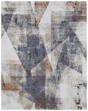 HomeRoots 5' Elegant Gray-Blue and Ivory Checkered Power Loom Area Rug for Stylish, Stain-Resistant Comfort 10' X 14' 567210