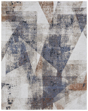 HomeRoots 5' Elegant Gray-Blue and Ivory Checkered Power Loom Area Rug for Stylish, Stain-Resistant Comfort 10' X 14' 567210
