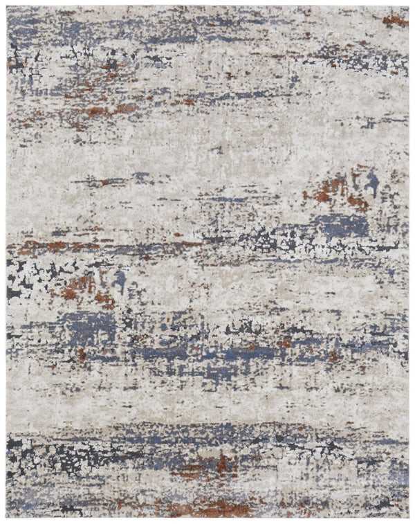 HomeRoots 5' Modern Gray Blue and Ivory Abstract Power Loom Area Rug for Elegant Living Spaces and Comfort 5' X 8' 567213