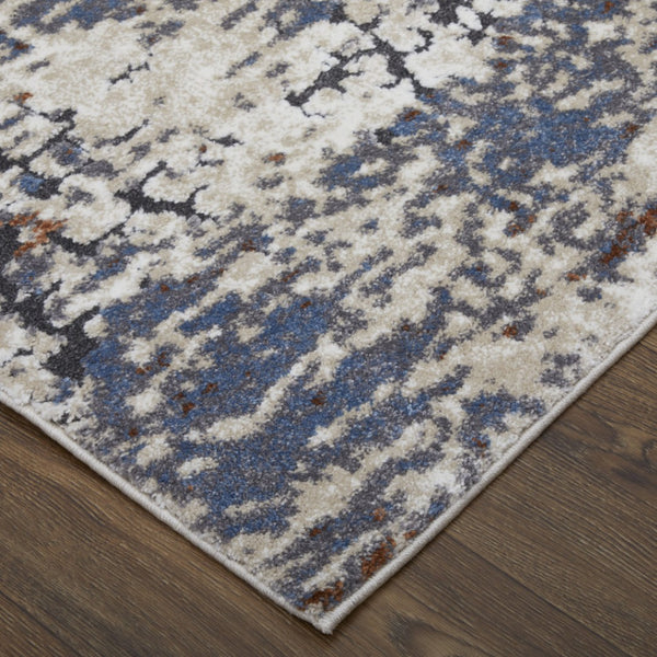HomeRoots 5' Modern Gray Blue and Ivory Abstract Power Loom Area Rug for Elegant Living Spaces and Comfort 5' X 8' 567213