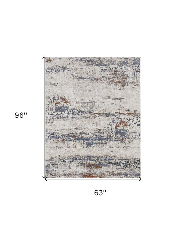 HomeRoots 5' Modern Gray Blue and Ivory Abstract Power Loom Area Rug for Elegant Living Spaces and Comfort 5' X 8' 567213
