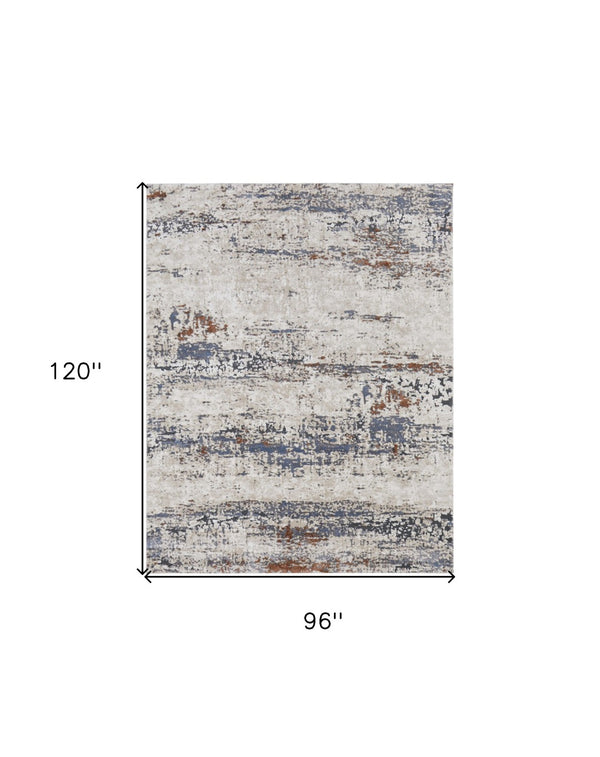 HomeRoots 5' Modern Gray Blue and Ivory Abstract Power Loom Area Rug for Elegant Living Spaces and Comfort 8' X 10' 567214