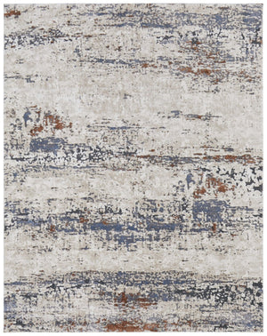 HomeRoots 5' Modern Gray Blue and Ivory Abstract Power Loom Area Rug for Elegant Living Spaces and Comfort 10' X 14' 567215