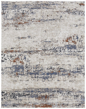 HomeRoots 5' Modern Gray Blue and Ivory Abstract Power Loom Area Rug for Elegant Living Spaces and Comfort 10' X 14' 567215