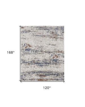 HomeRoots 5' Modern Gray Blue and Ivory Abstract Power Loom Area Rug for Elegant Living Spaces and Comfort 10' X 14' 567215