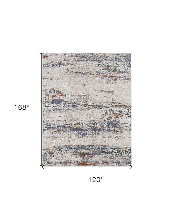 HomeRoots 5' Modern Gray Blue and Ivory Abstract Power Loom Area Rug for Elegant Living Spaces and Comfort 10' X 14' 567215