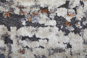 HomeRoots 5' Modern Gray Blue and Ivory Abstract Power Loom Area Rug for Elegant Living Spaces and Comfort 8' Runner 567216