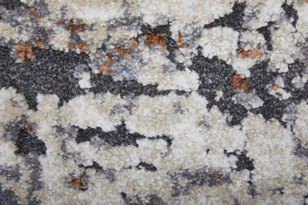 HomeRoots 5' Modern Gray Blue and Ivory Abstract Power Loom Area Rug for Elegant Living Spaces and Comfort 8' Runner 567216