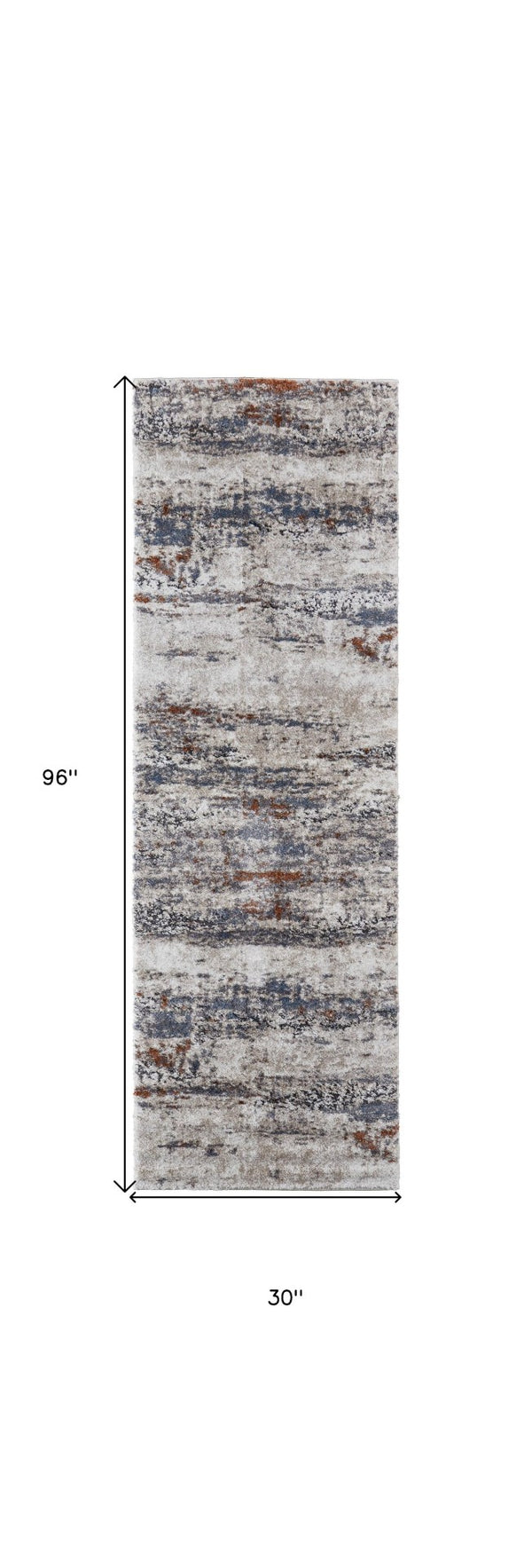 HomeRoots 5' Modern Gray Blue and Ivory Abstract Power Loom Area Rug for Elegant Living Spaces and Comfort 8' Runner 567216