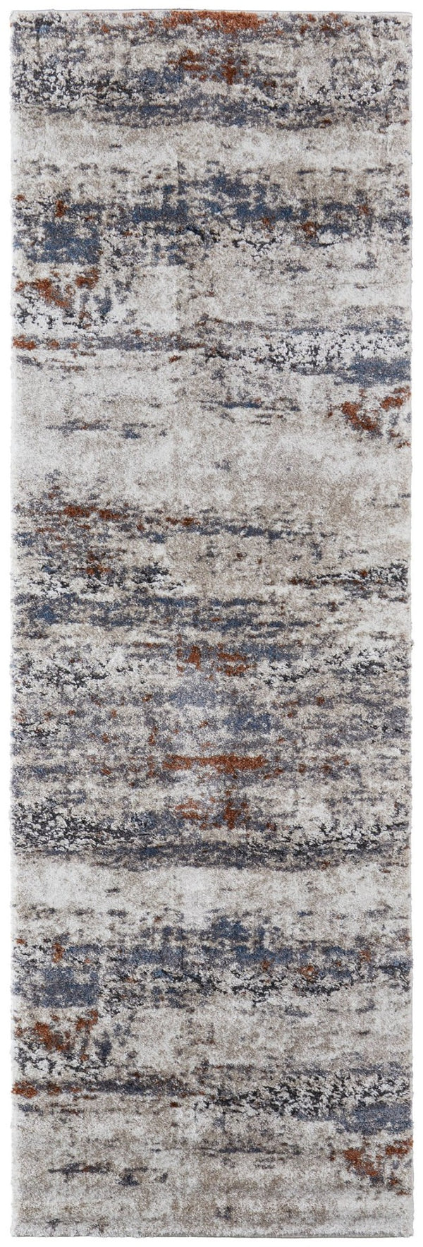 HomeRoots 5' Modern Gray Blue and Ivory Abstract Power Loom Area Rug for Elegant Living Spaces and Comfort 8' Runner 567216