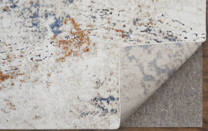 HomeRoots 5' Abstract Ivory Blue and Brown Area Rug – Modern Power Loom Design for Effortless Home Style 8' X 10' 567219