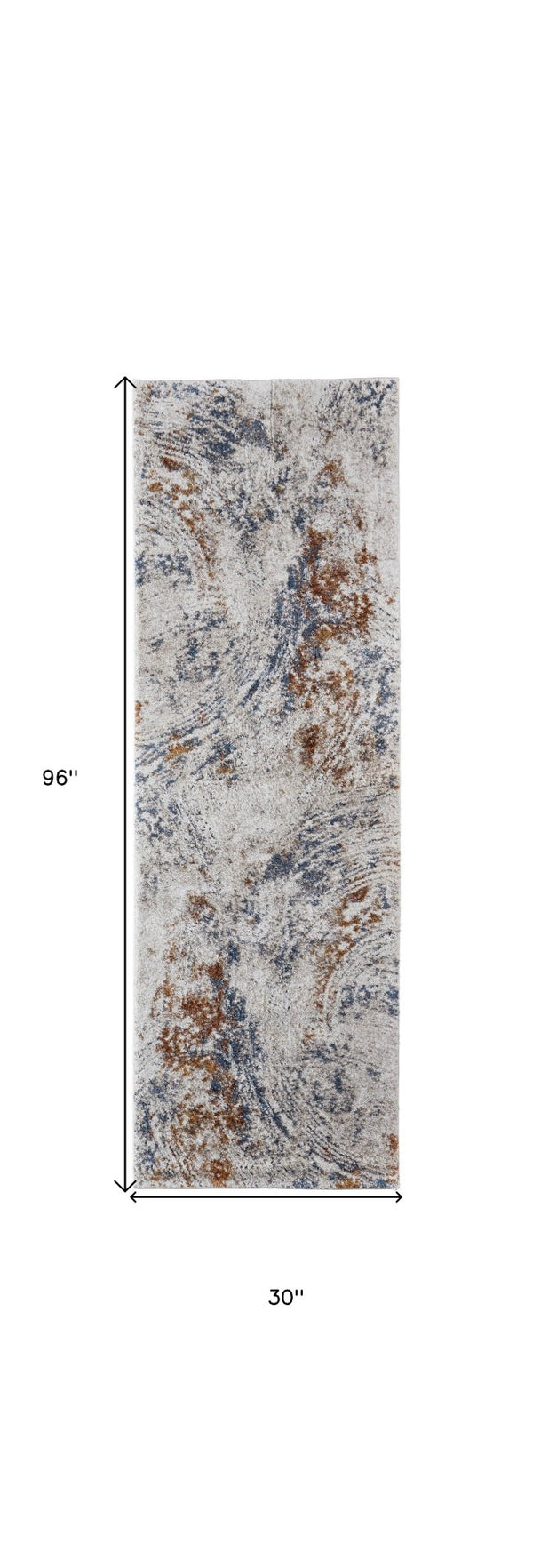 HomeRoots 5' Abstract Ivory Blue and Brown Area Rug – Modern Power Loom Design for Effortless Home Style 8' Runner 567221