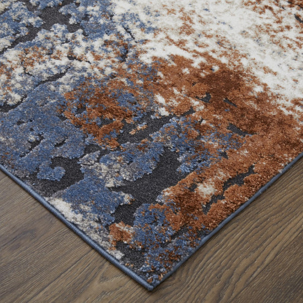 HomeRoots 5' Transform Your Space with a Blue Gray and Brown Abstract Power Loomed Area Rug for Modern Homes 5' X 8' 567223