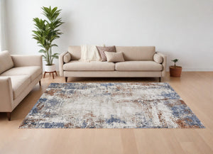 HomeRoots 5' Transform Your Space with a Blue Gray and Brown Abstract Power Loomed Area Rug for Modern Homes 8' X 10' 567224