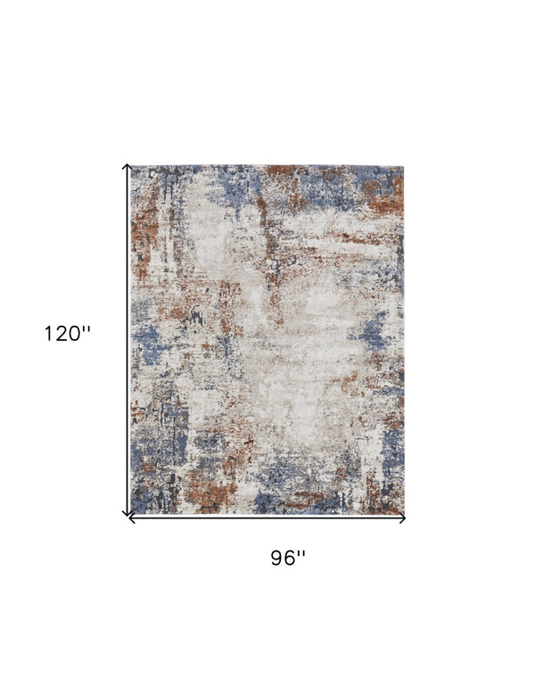 HomeRoots 5' Transform Your Space with a Blue Gray and Brown Abstract Power Loomed Area Rug for Modern Homes 8' X 10' 567224