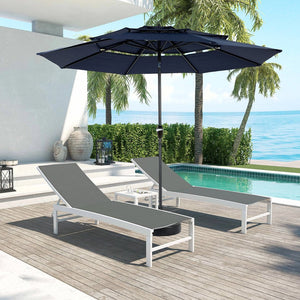 English Elm Aluminium 10ft 3-Tier Auto-Tilt Patio Umbrella with Crank, Ventilated 8-Rib Aluminum Frame Sunshade Navy Blue W640P234558