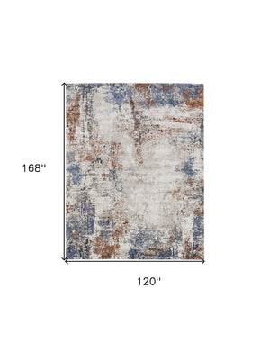 HomeRoots 5' Transform Your Space with a Blue Gray and Brown Abstract Power Loomed Area Rug for Modern Homes 10' X 14' 567225