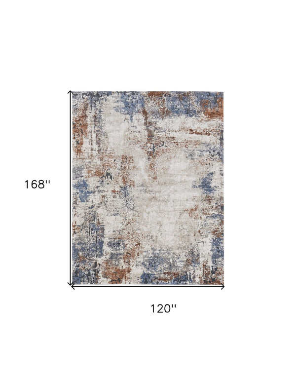 HomeRoots 5' Transform Your Space with a Blue Gray and Brown Abstract Power Loomed Area Rug for Modern Homes 10' X 14' 567225