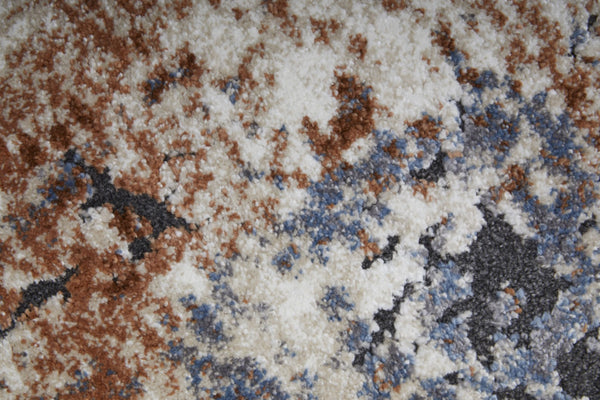HomeRoots 5' Transform Your Space with a Blue Gray and Brown Abstract Power Loomed Area Rug for Modern Homes 8' Runner 567226