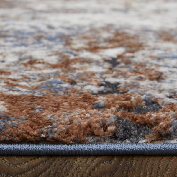 HomeRoots 5' Transform Your Space with a Blue Gray and Brown Abstract Power Loomed Area Rug for Modern Homes 8' Runner 567226