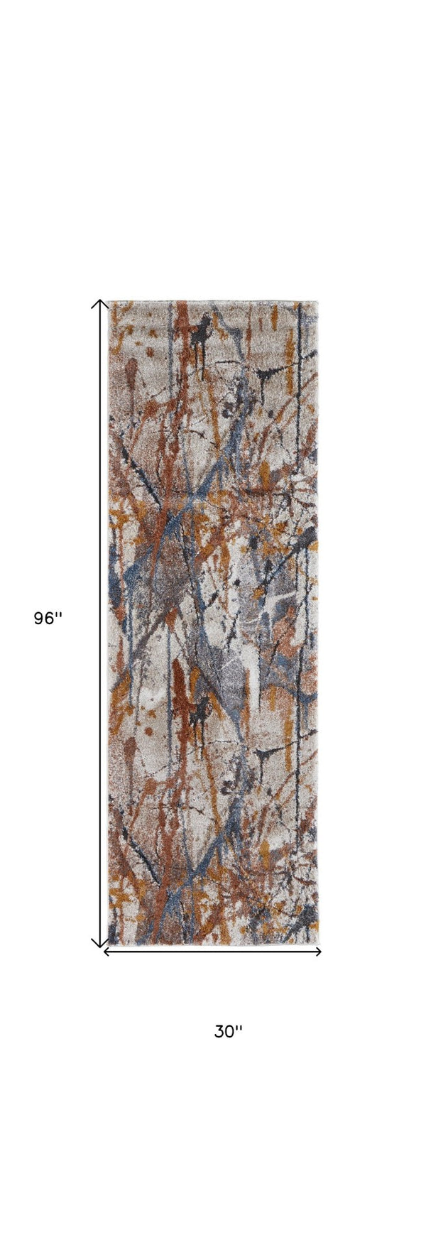 HomeRoots 5' Modern Abstract Area Rug in Ivory, Blue, and Brown - Durable, Stain-Resistant Design for Living Spaces 8' Runner 567231