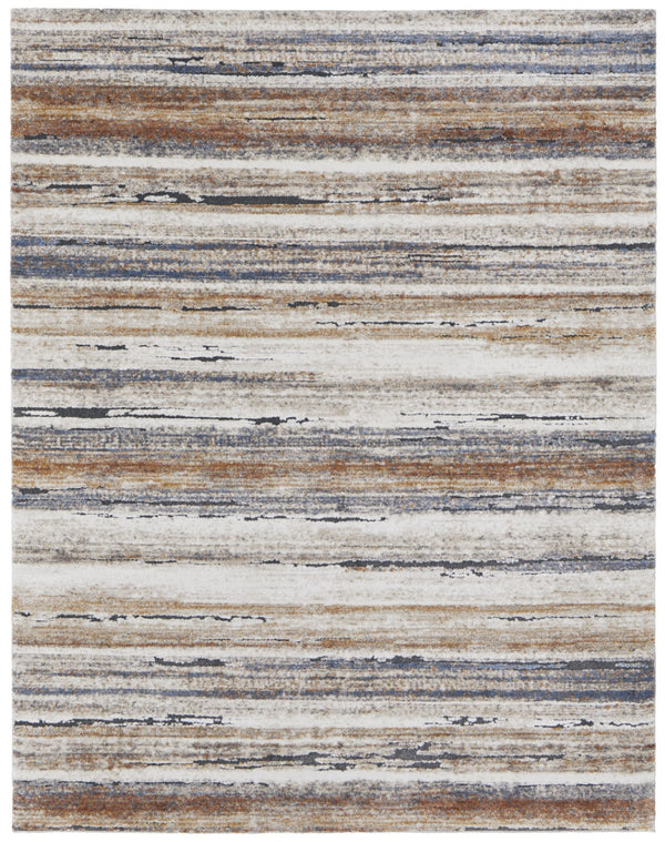HomeRoots 5' Striped Power Loom Area Rug - Durable, Stain-Resistant Design for Modern Living Spaces & Family Rooms 8' X 10' 567234