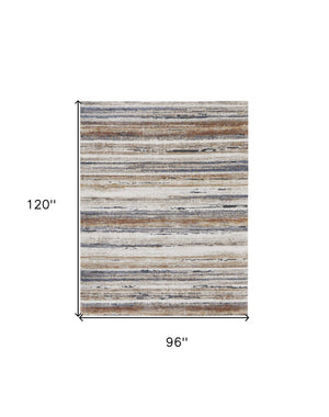 HomeRoots 5' Striped Power Loom Area Rug - Durable, Stain-Resistant Design for Modern Living Spaces & Family Rooms 8' X 10' 567234