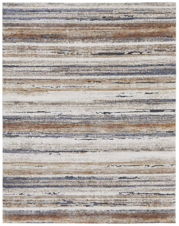 HomeRoots 5' Striped Power Loom Area Rug - Durable, Stain-Resistant Design for Modern Living Spaces & Family Rooms 10' X 14' 567235