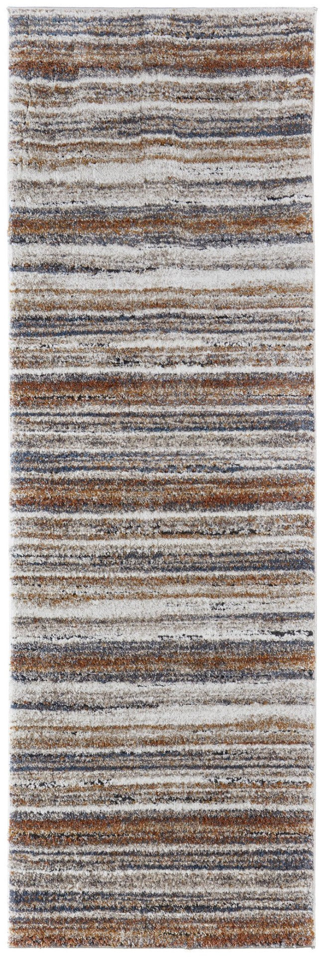 HomeRoots 5' Striped Power Loom Area Rug - Durable, Stain-Resistant Design for Modern Living Spaces & Family Rooms 8' Runner 567236