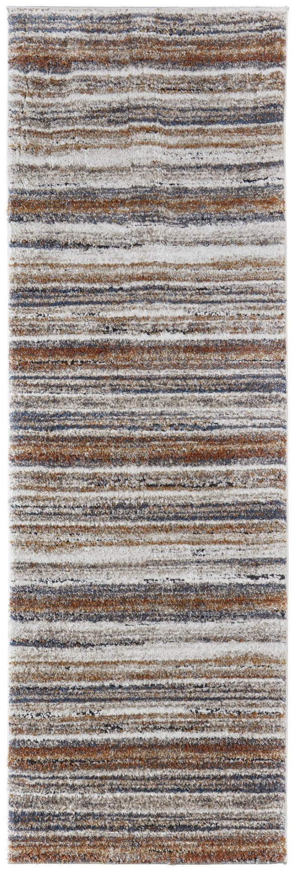 HomeRoots 5' Striped Power Loom Area Rug - Durable, Stain-Resistant Design for Modern Living Spaces & Family Rooms 8' Runner 567236