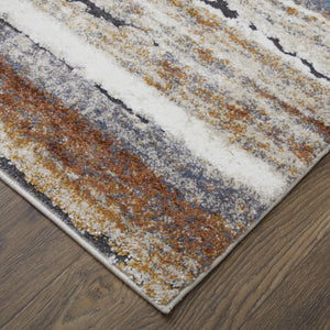 HomeRoots 5' Striped Power Loom Area Rug - Durable, Stain-Resistant Design for Modern Living Spaces & Family Rooms 8' Runner 567236