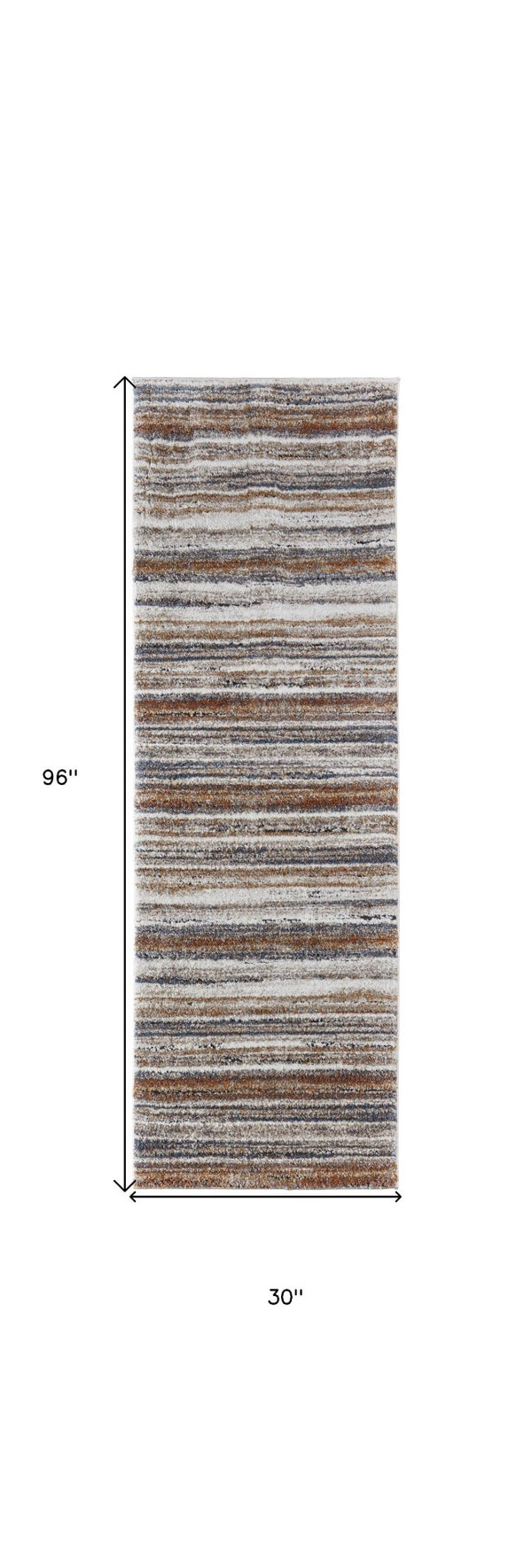 HomeRoots 5' Striped Power Loom Area Rug - Durable, Stain-Resistant Design for Modern Living Spaces & Family Rooms 8' Runner 567236