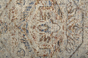 HomeRoots 3' Elegant Blue Tan and Red Distressed Oriental Area Rug with Tasseled Fringe for Vintage Charm 3' X 5' 567238