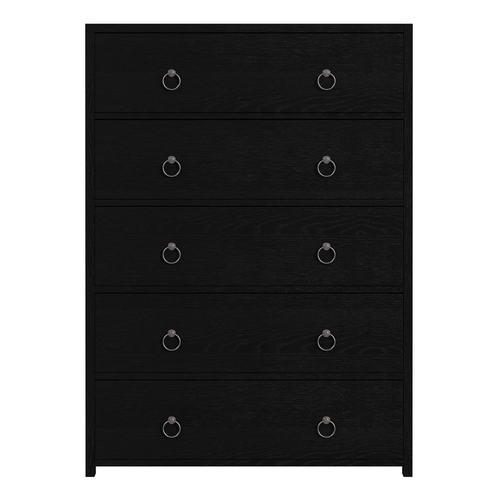 Butler Specialty Company Lark 5 Drawer Dresser – Elegant Wood Chest With Gold Ring Pull Hardware Black Mdf,Acacia Solids,Acacia Veneers 5672432-butler