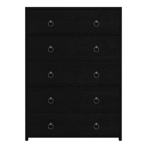 Butler Specialty Company Lark 5 Drawer Dresser – Elegant Wood Chest With Gold Ring Pull Hardware Black Mdf,Acacia Solids,Acacia Veneers 5672432-butler