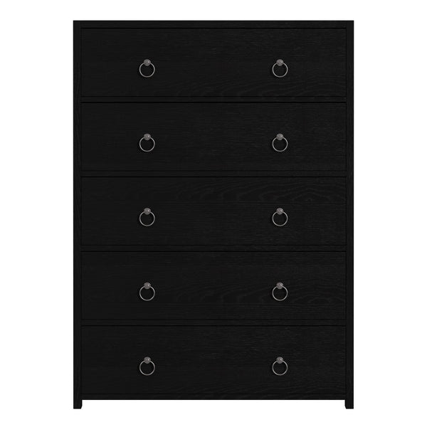 Butler Specialty Company Lark 5 Drawer Dresser – Elegant Wood Chest With Gold Ring Pull Hardware Black Mdf,Acacia Solids,Acacia Veneers 5672432-butler