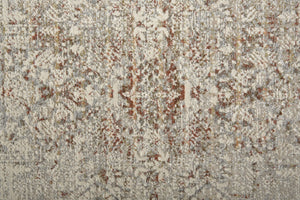 HomeRoots 3' Gray Ivory and Burnt Orange Distressed Oriental Area Rug with Tasseled Fringes for Timeless Style 10' Runner 567243