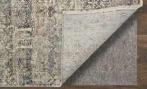 HomeRoots 3' Gray, Ivory, and Blue Abstract Area Rug with Fringe - Elegant Power Loomed Design for Any Room 3' X 5' 567246