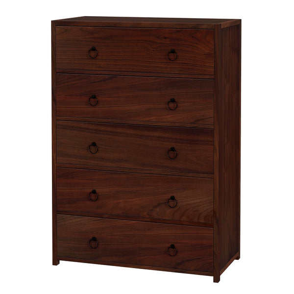 Butler Specialty Company Lark 5 Drawer Dresser – Elegant Wood Chest With Gold Ring Pull Hardware Medium Brown Mdf,Acacia Solids,Acacia Veneers 5672489-butler