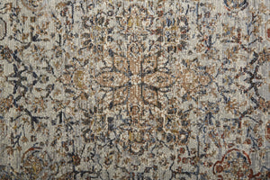 Homeroots 8' Tan Blue And Brown Oriental Power Loom Runner Rug With Fringe Gray Polypropylene 567253