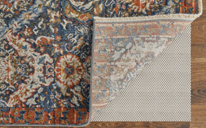 HomeRoots 3' Elegant Floral Area Rug in Ivory, Blue & Burnt Orange with Fringe - Durable & Stylish Accent Piece 3' X 5' 567262