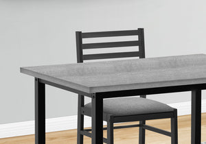 English Elm Dining 5-Piece Set with 40" Grey Laminate Table, Black Metal Frame, Padded Grey Fabric Seats, Compact modern design ideal for small kitchens B2710P218806