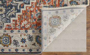 Homeroots 3' X 5' Ivory Red And Blue Oriental Power Loom Area Rug With Fringe Ivory Polypropylene 567266