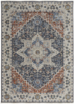 Homeroots 3' X 5' Ivory Red And Blue Oriental Power Loom Area Rug With Fringe Ivory Polypropylene 567266